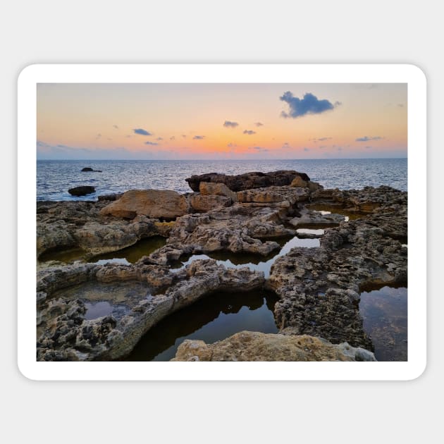 Rocky Beach Sunset Sticker by Kate-P-